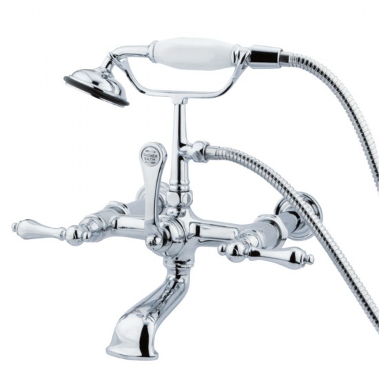 Kingston Brass Vintage 7-Inch Wall Mount Tub Faucet with Hand Shower, Polished Chrome