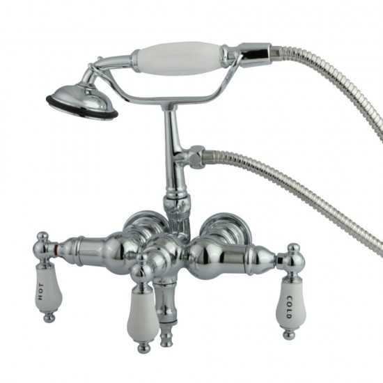 Kingston Brass Vintage 3-3/8-Inch Wall Mount Tub Faucet with Hand Shower, Polished Chrome