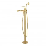 Kingston Brass Royale Freestanding Tub Faucet with Hand Shower, Brushed Brass