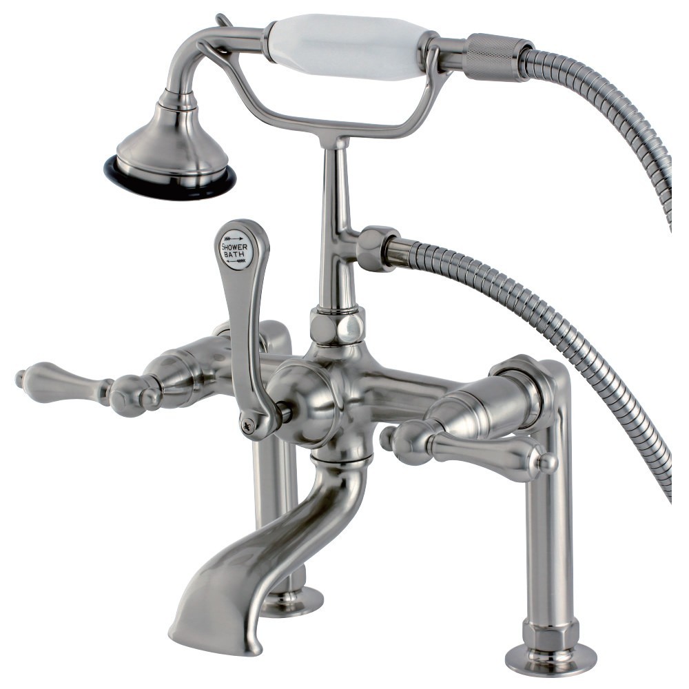 Kingston Brass Auqa Vintage Deck Mount Clawfoot Tub Faucet, Brushed Nickel Kingston Brass Auqa Vintage Deck Mount Clawfoot Tub Faucet, Brushed Nickel
