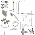 Kingston Brass Vintage Clawfoot Tub Faucet Package with Shower Enclosure, Polished Chrome