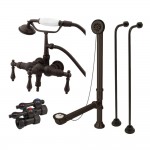 Kingston Brass Vintage Wall Mount Clawfoot Tub Faucet Package with Supply Line, Oil Rubbed Bronze