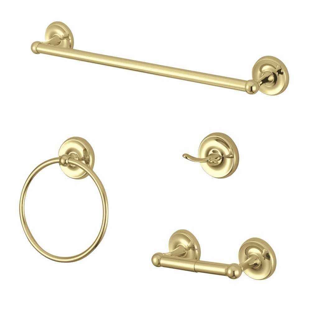 Kingston Brass Victorian 4-Piece Bathroom Accessory Set, Polished Brass Kingston Brass Victorian 4-Piece Bathroom Accessory Set, Polished Brass