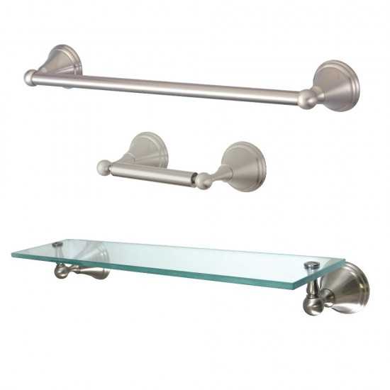 Kingston Brass 3-Piece Bathroom Accessories Set, Brushed Nickel