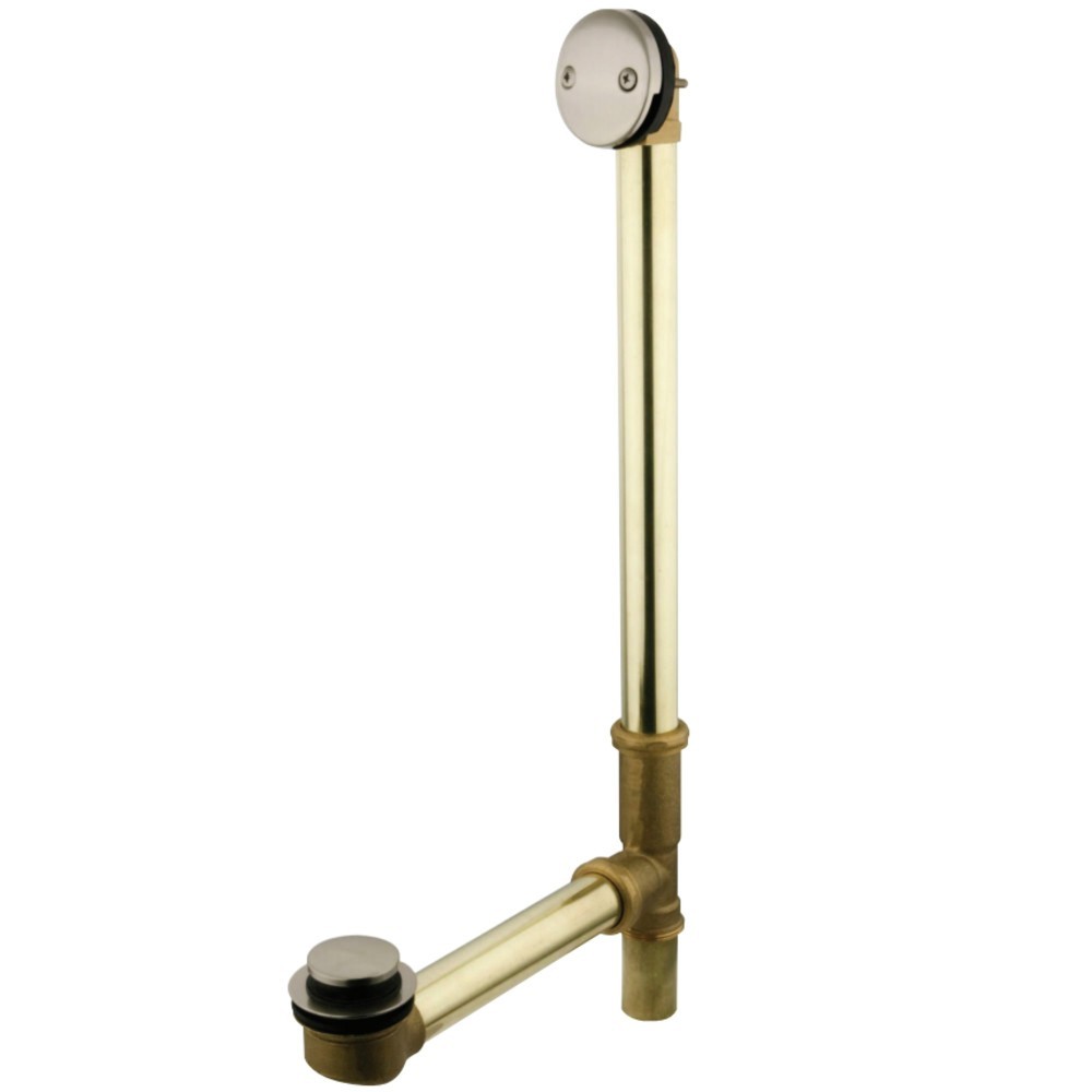 Kingston Brass 18 in. Tub Waste and Overflow with Tip Toe Drain, Brushed Nickel