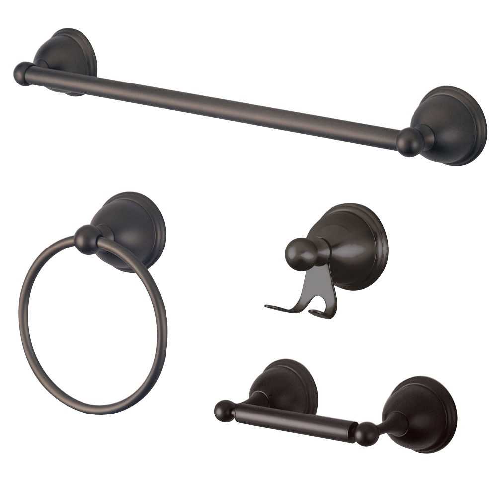 Kingston Brass Restoration 4-Piece Bathroom Hardware, Oil Rubbed Bronze