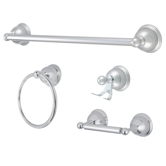 Kingston Brass Restoration 4-Piece Bathroom Hardware, Polished Chrome