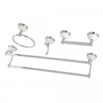 Kingston Brass Victorian 4-Pieces Dual Towel Bar Bathroom Hardware Set, Polished Chrome