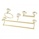 Kingston Brass Victorian 4-Pieces Dual Towel Bar Bathroom Hardware Set, Polished Brass