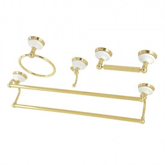 Kingston Brass Victorian 4-Pieces Dual Towel Bar Bathroom Hardware Set, Polished Brass