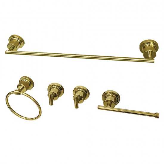 Kingston Brass Concord 5-Piece Bathroom Accessory Set, Polished Brass