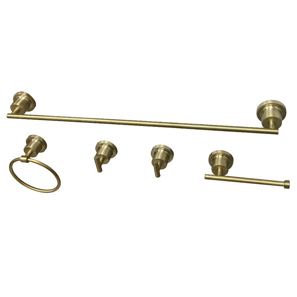 Kingston Brass Concord 5-Piece Bathroom Accessory Set, Brushed Brass Kingston Brass Concord 5-Piece Bathroom Accessory Set, Brushed Brass