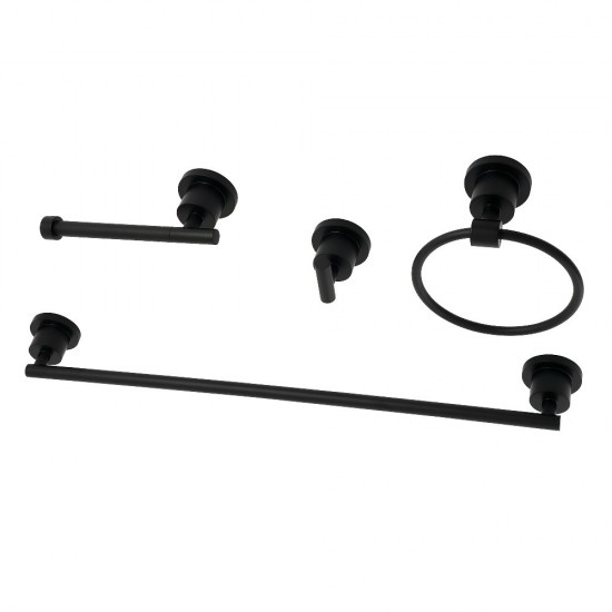 Kingston Brass Concord 4-Piece Bathroom Accessory Set, Matte Black