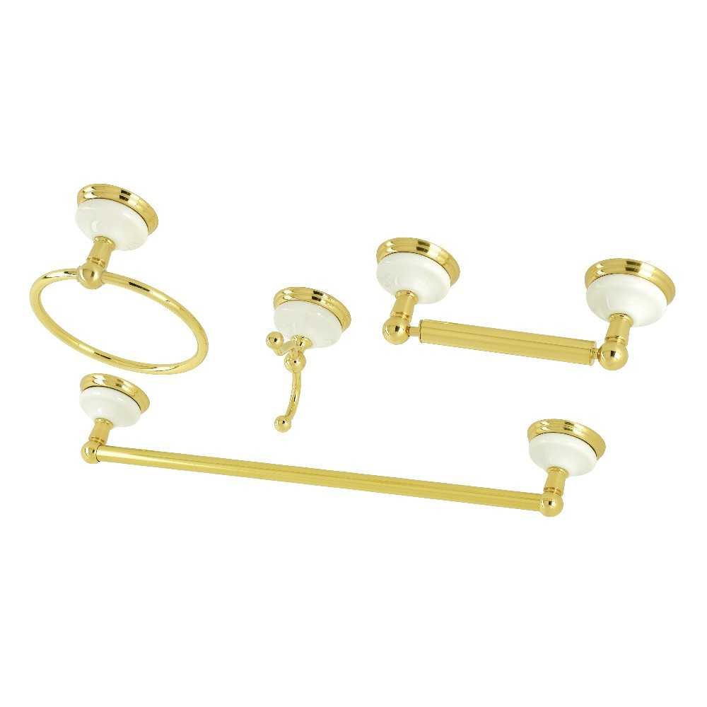 Kingston Brass Victorian 4-Piece Bathroom Hardware, Polished Brass Kingston Brass Victorian 4-Piece Bathroom Hardware, Polished Brass