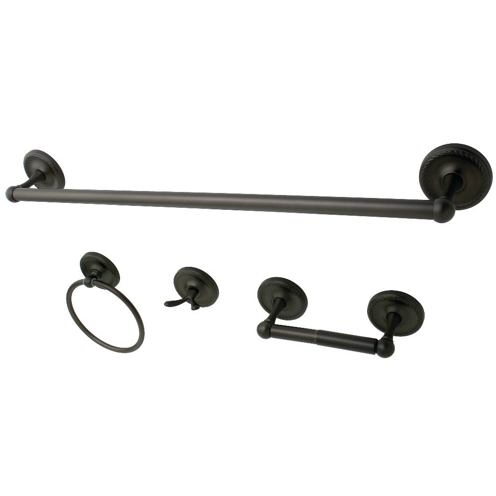 Kingston Brass 4-Piece Bathroom Accessories Set, Oil Rubbed Bronze Kingston Brass 4-Piece Bathroom Accessories Set, Oil Rubbed Bronze