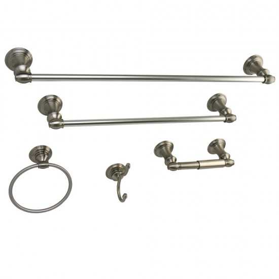 Kingston Brass Provence 5-Piece Bathroom Accessory Set, Brushed Nickel