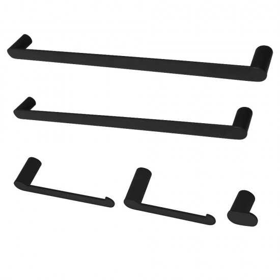 Kingston Brass Dessau 5-Piece Bathroom Accessory Set, Matte Black