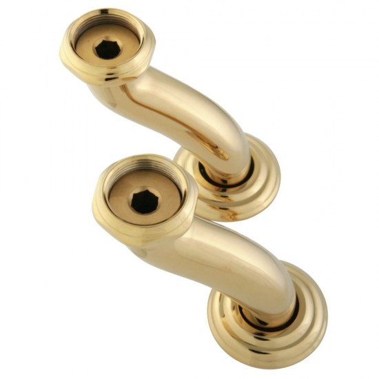 Kingston Brass S Shape Swing Elbow for 7" Centers Deck Mount Tub Filler with Hand Shower, Polished Brass