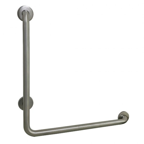 Kingston Brass 24"x 24" L-Shaped Grab Bar - Right Hand, Brushed Nickel