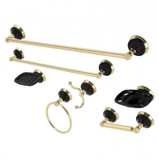 Kingston Brass Water Onyx 7-Piece Bathroom Accessory Set, Polished Brass