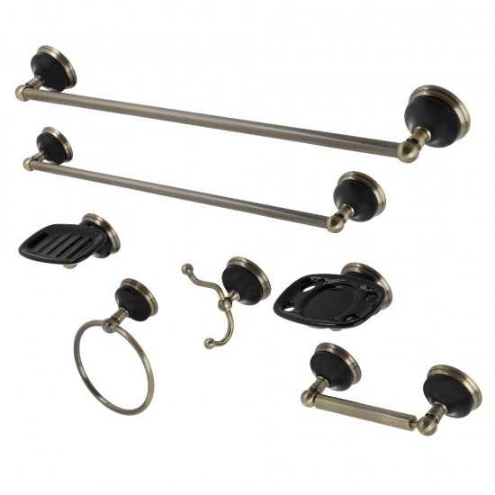 Kingston Brass Water Onyx 7-Piece Bathroom Accessory Set, Antique Brass