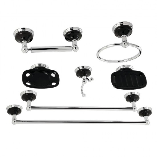 Kingston Brass Water Onyx 7-Piece Bathroom Accessory Set, Polished Chrome