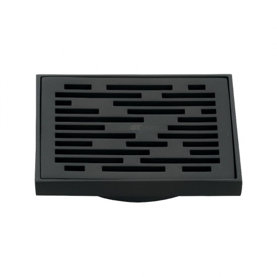 Kingston Brass Watercourse Transit 4" Square Grid Shower Drain, Matte Black