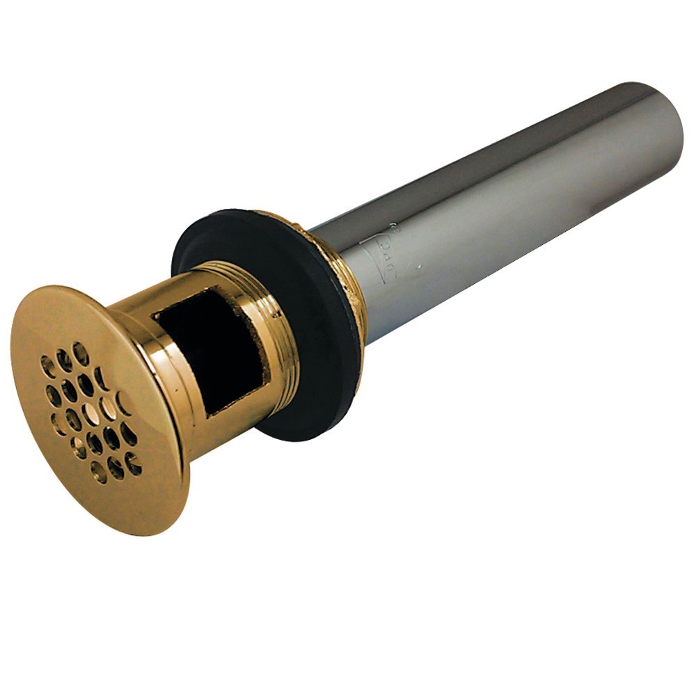 Kingston Brass 19-Hole Grid Drain with Overflow, 17 Gauge, Polished Brass