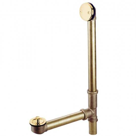 Kingston Brass 16" Tub Waste with Overflow with Lift and Lock Drain, Polished Brass