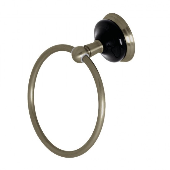 Kingston Brass Water Onyx 6 in. Towel Ring, Brushed Nickel