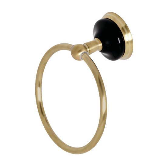 Kingston Brass Water Onyx 6 in. Towel Ring, Brushed Brass