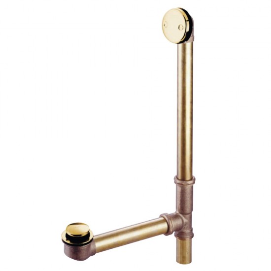 Kingston Brass 16" Tub Waste with Overflow with Tip Toe Drain, Polished Brass