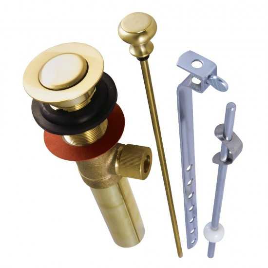 Kingston Brass Pop-Up Drain with Overflow, 22 Gauge, Brushed Brass