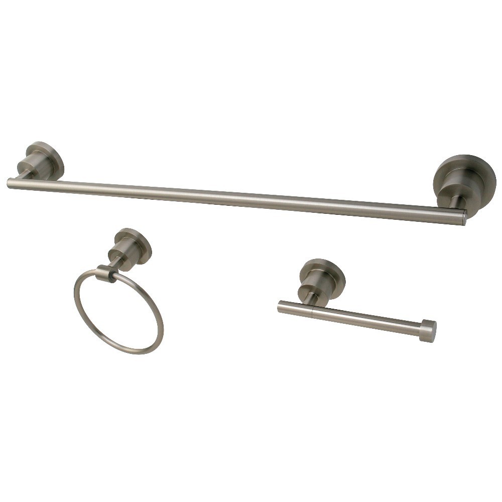 Kingston Brass 3-Piece Bathroom Accessories Set, Brushed Nickel Kingston Brass 3-Piece Bathroom Accessories Set, Brushed Nickel