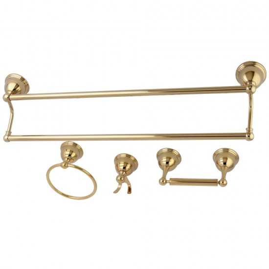 Kingston Brass Restoration 4-Piece Bathroom Hardware, Polished Brass