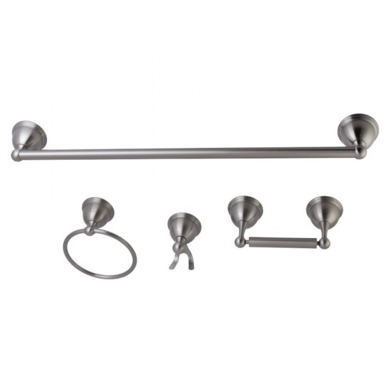 Kingston Brass Restoration 4-Piece Bathroom Hardware, Brushed Nickel