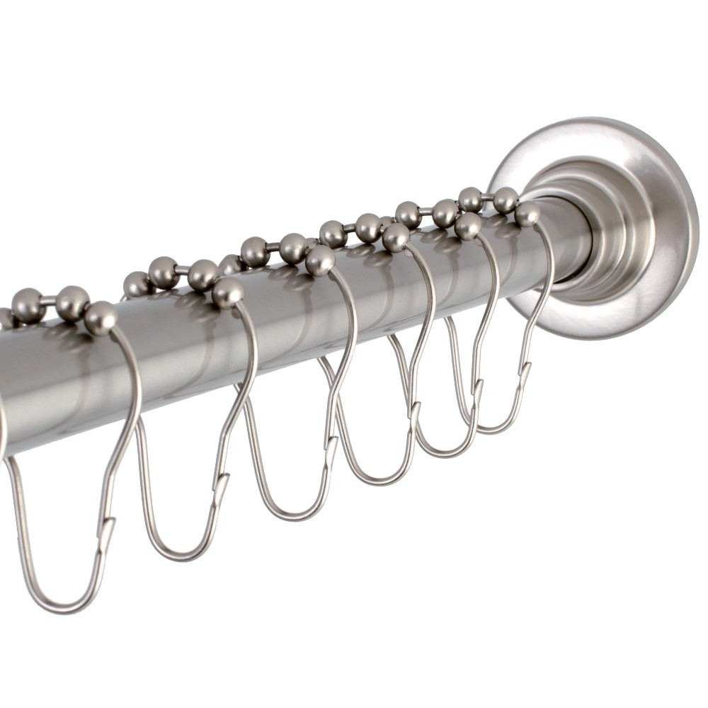 Kingston Brass Adjustable Shower Rod and Shower Ring Set, Brushed Nickel Kingston Brass Adjustable Shower Rod and Shower Ring Set, Brushed Nickel
