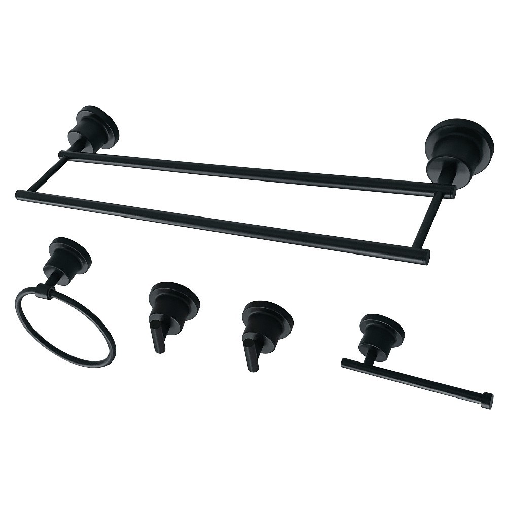 Kingston Brass Concord 5-Piece Bathroom Accessory Set, Matte Black Kingston Brass Concord 5-Piece Bathroom Accessory Set, Matte Black