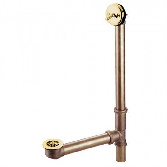 Kingston Brass 18" Trip Lever Waste with Overflow with Grid, Polished Brass