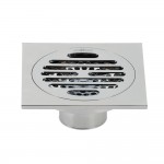 Kingston Brass Watercourse Symmetric 4" Square Grid Shower Drain, Polished Chrome