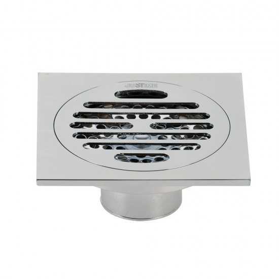 Kingston Brass Watercourse Symmetric 4" Square Grid Shower Drain, Polished Chrome