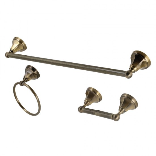 Kingston Brass Metropolitan 3-Piece Towel Bar Accessory Set, Antique Brass