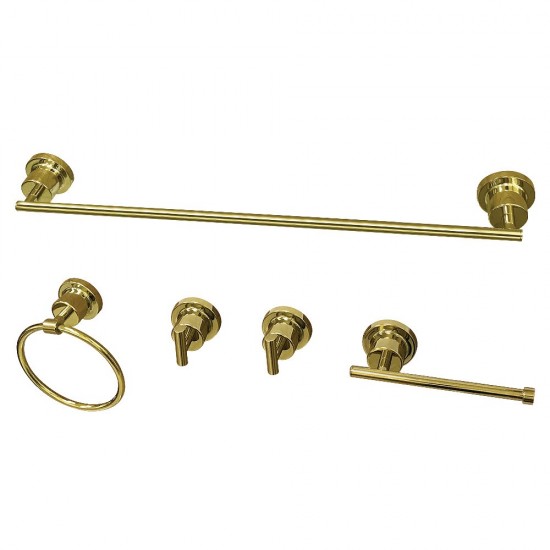 Kingston Brass Concord 5-Piece Bathroom Accessory Set, Polished Brass