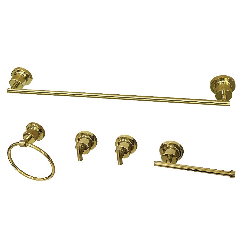 Kingston Brass Concord 5-Piece Bathroom Accessory Set, Polished Brass Kingston Brass Concord 5-Piece Bathroom Accessory Set, Polished Brass