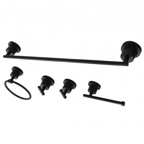 Kingston Brass Concord 5-Piece Bathroom Accessory Set, Matte Black