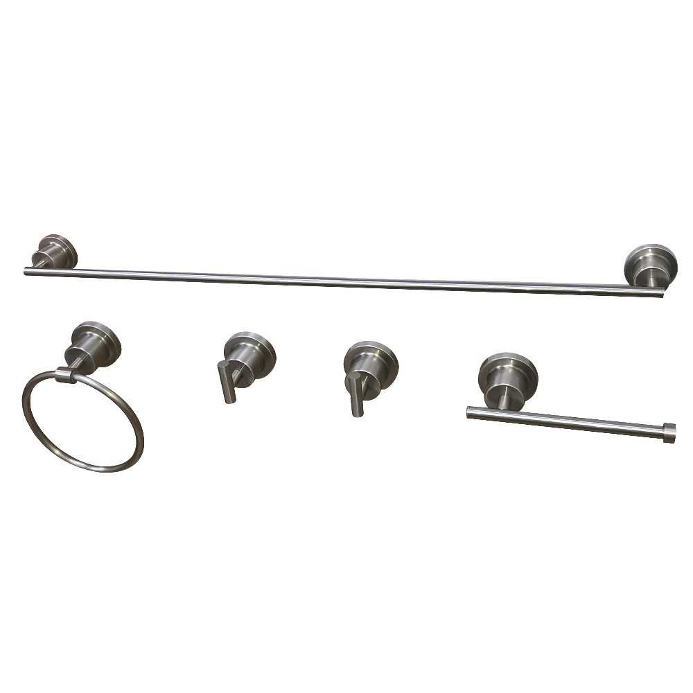 Kingston Brass Concord 5-Piece Bathroom Accessory Set, Brushed Nickel Kingston Brass Concord 5-Piece Bathroom Accessory Set, Brushed Nickel