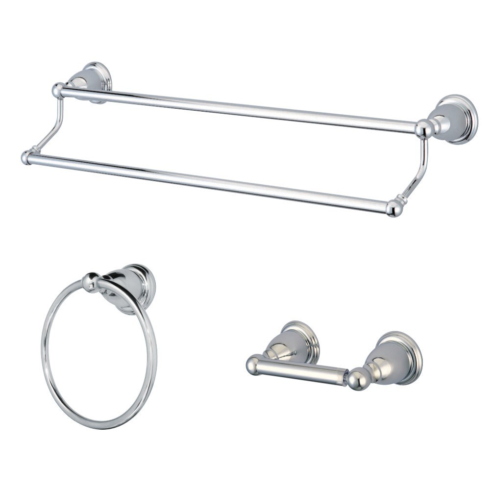 Kingston Brass 3-Piece Bathroom Accessory Set, Polished Chrome Kingston Brass 3-Piece Bathroom Accessory Set, Polished Chrome