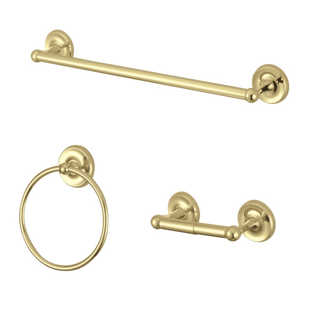 Kingston Brass Victorian 3-Piece Bathroom Accessory Set, Polished Brass Kingston Brass Victorian 3-Piece Bathroom Accessory Set, Polished Brass