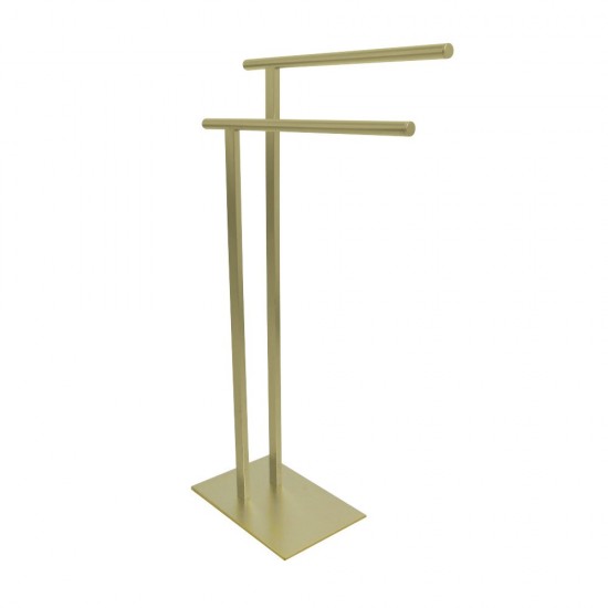 Kingston Brass Freestanding Double Towel Rack, Brushed Brass