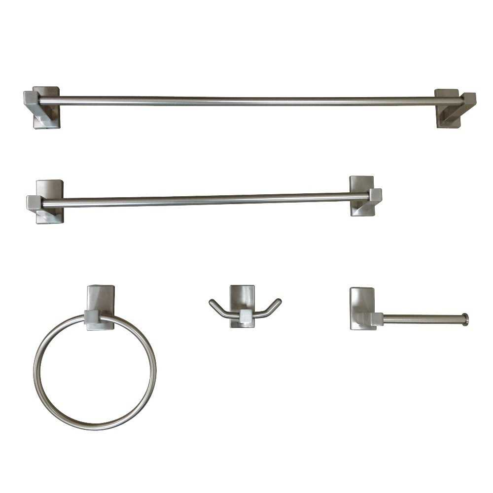 Kingston Brass Continental 5-Piece Bathroom Accessory Set, Brushed Nickel Kingston Brass Continental 5-Piece Bathroom Accessory Set, Brushed Nickel